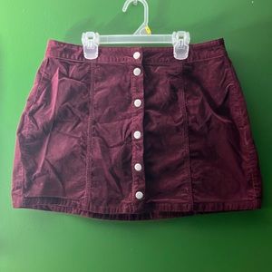 Maroon Button Up Skirt